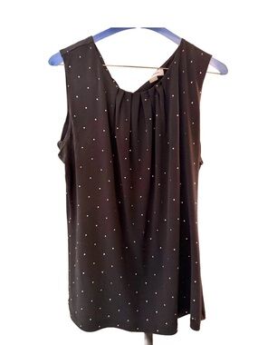 Calvin Klein Black (shell) silver gems sleeveless Blouse, size XL